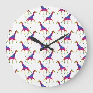 Reloj Redondo Grande Girafa de color arcoiris