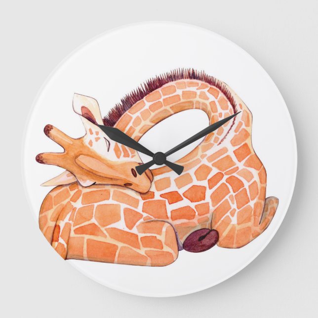 Reloj Redondo Grande Girafa durmiente: Agua suave (Anverso)