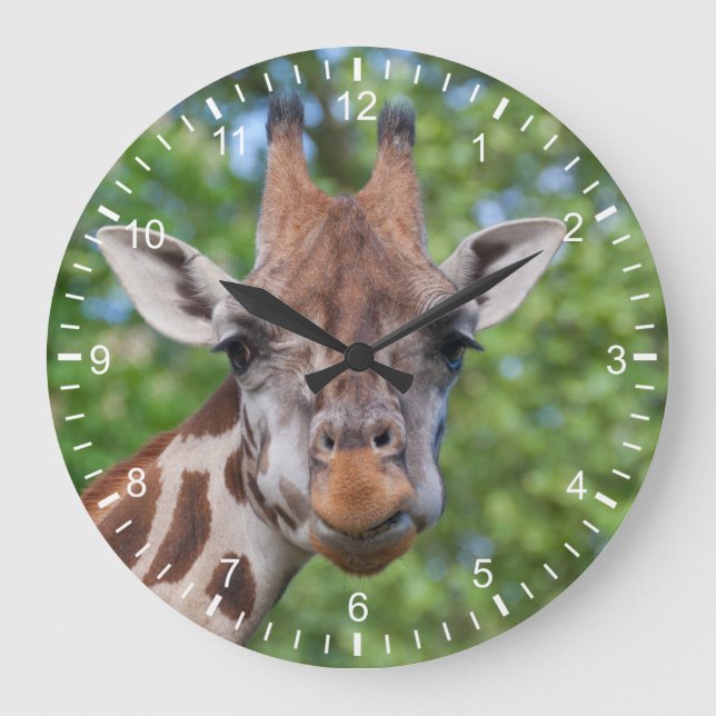 Reloj Redondo Grande Giraffe atenta (Anverso)