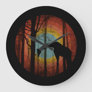 RELOJ REDONDO GRANDE GIRAFFE EN EL BOSQUE DE MADERA