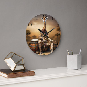 Reloj Redondo Grande Giraffe Grooves: Una Serenata Bongo en la Sabana,