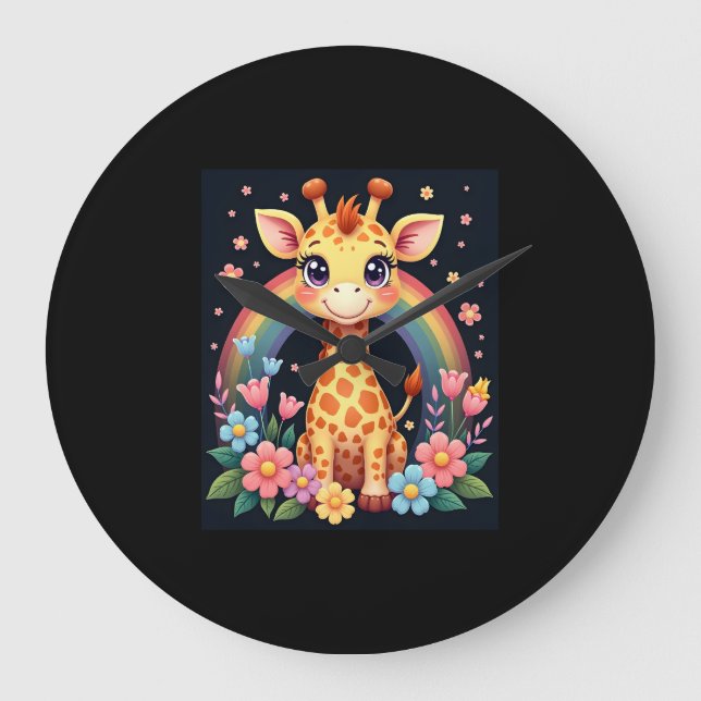 Reloj Redondo Grande Giraffe Lovers T-Shirt (Anverso)