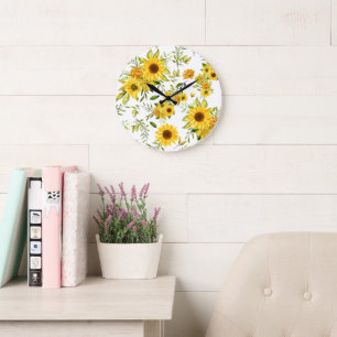 Reloj Redondo Grande Girasol Acuarela 8