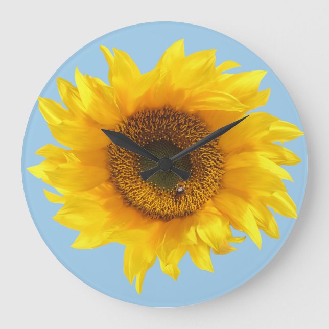 Reloj Redondo Grande girasol amarillo (Anverso)