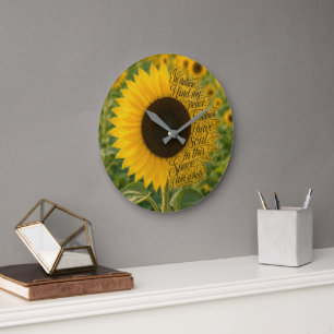 Reloj Redondo Grande Girasol con cita inspiradora