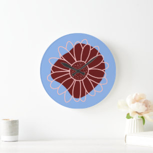 Reloj Redondo Grande Girasol rústico contemporáneo 