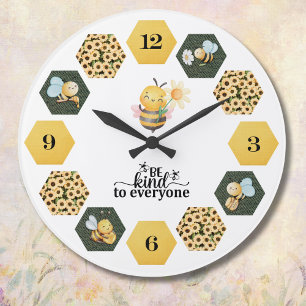 Reloj Redondo Grande Girasol y Panal de Abeja Caprichosos