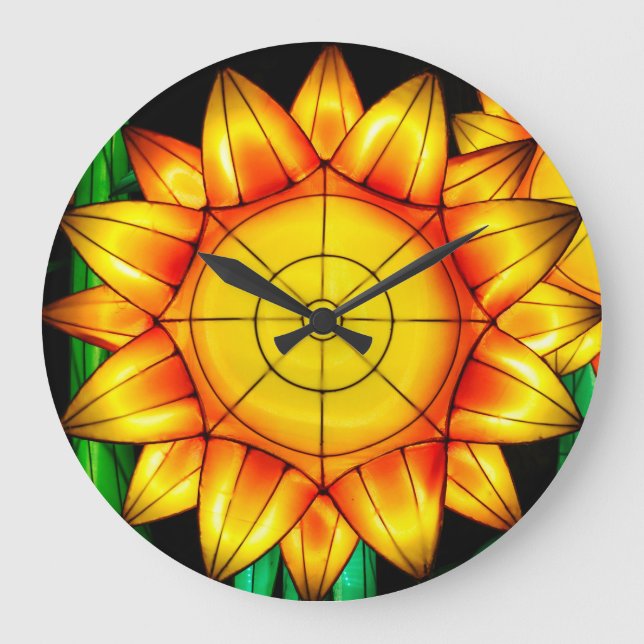 Reloj Redondo Grande Girasoles de llamarada solar  (Anverso)