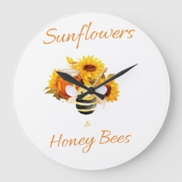 Reloj Redondo Grande "girasoles y abejas melíferas"