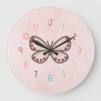 Reloj Redondo Grande girls numbered butterfly Clock