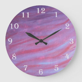 Reloj Redondo Grande Girly Resumen | Cebra púrpura rosa Femenina