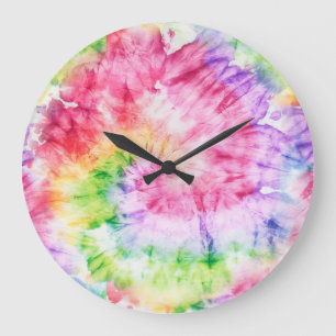 Reloj Redondo Grande Giros de verano: Patrón de tinta-tinte Pastel