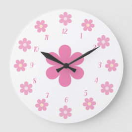 Reloj Redondo Grande Glam de flor rosa