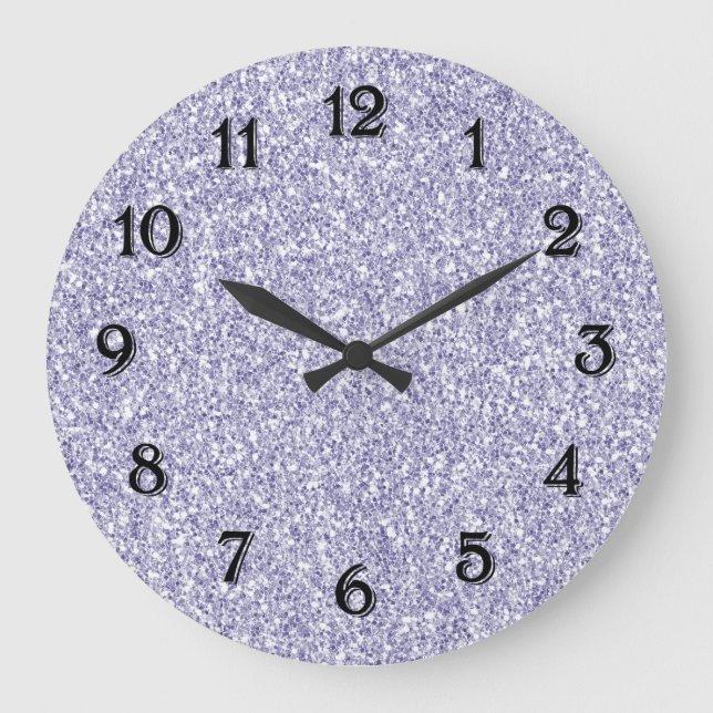 Reloj Redondo Grande Glam Lavender Lilac Purpurina púrpura       (Anverso)