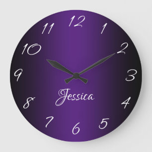 Reloj Redondo Grande Glamoroso Morado y Negro Ombre Personalizado