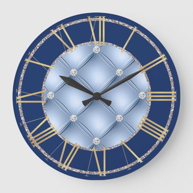 Reloj Redondo Grande Glamorous Blue and Silver (Anverso)