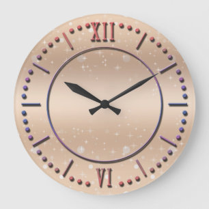 Reloj Redondo Grande Glamorous gold metallic luster, gradient, stars