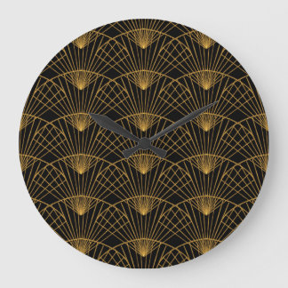 Reloj Redondo Grande Glamour art déco: ventilador dorado.