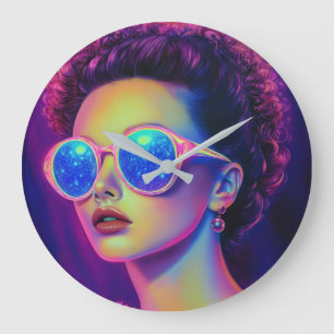 Reloj Redondo Grande Glamour Neon Galaxy