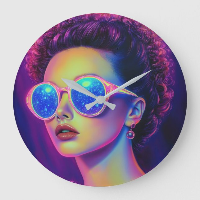 Reloj Redondo Grande Glamour Neon Galaxy (Anverso)