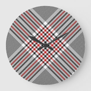 Reloj Redondo Grande Glen Plaid Red Black Tweed