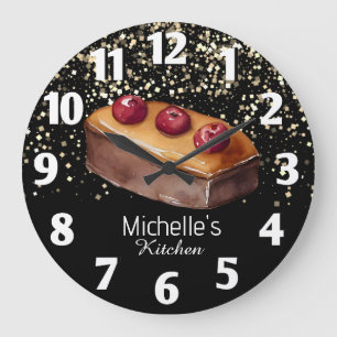 Reloj Redondo Grande Glitter Cake Baker Pastry Chef Personalizado