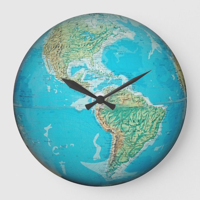Reloj Redondo Grande Globe 1 de la Tierra (Anverso)