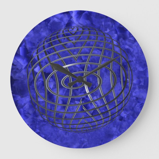 Reloj Redondo Grande Globe de alambre delgado de la línea azul (Anverso)