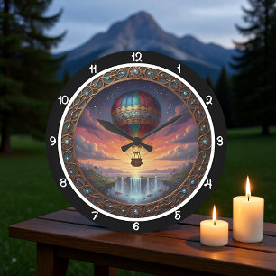 Reloj Redondo Grande Globo aerostático de fantasía en una cascada