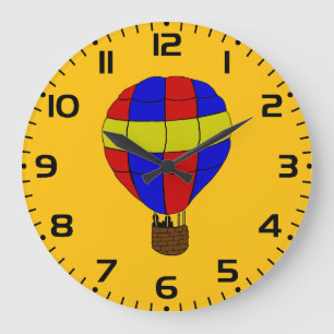 Reloj Redondo Grande Globo aerostático rojo azul y amarillo