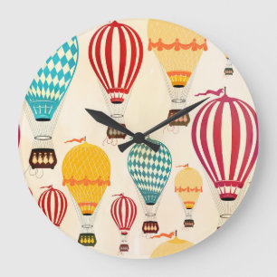 Reloj Redondo Grande Globo de aire: diseño de patrones lúdicos.