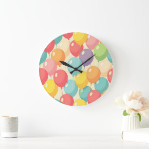 Reloj Redondo Grande Globos de fiesta en diferentes colores