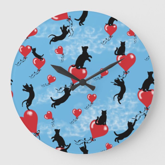 Reloj Redondo Grande Globos rojos voladores (Anverso)