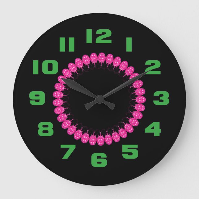 Reloj Redondo Grande Globos rosados (Anverso)