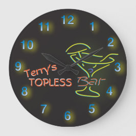 Reloj Redondo Grande Glowing Neon Sign Personalized Topless Bar