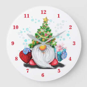 Reloj Redondo Grande Gnome con Gorra y regalo de árbol de Navidad - Fu