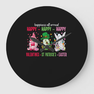 Reloj Redondo Grande Gnome Feliz San Valentín San Patricio Felicidad de