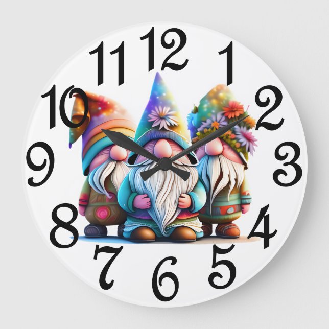 Reloj Redondo Grande Gnomos Felices (Anverso)