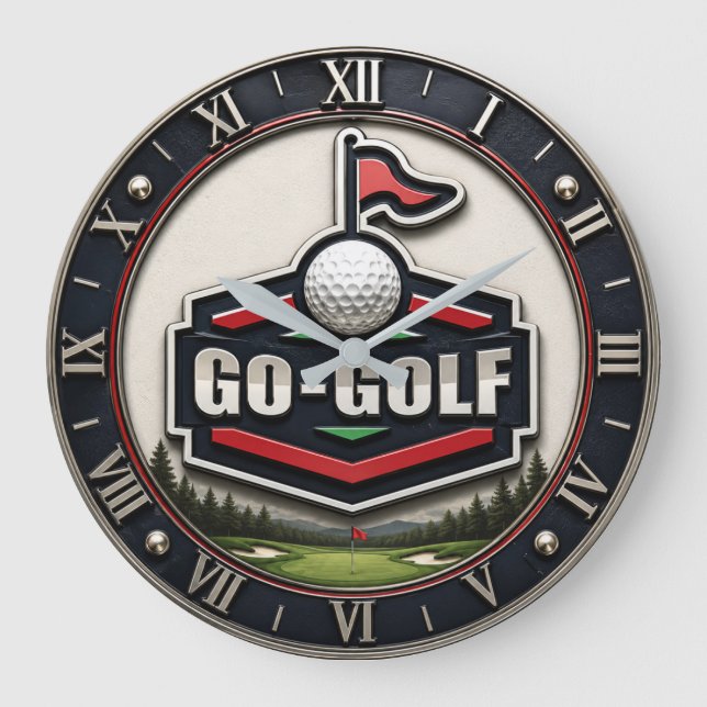 Reloj Redondo Grande Go Golf  Modern Golfer Gift (Anverso)