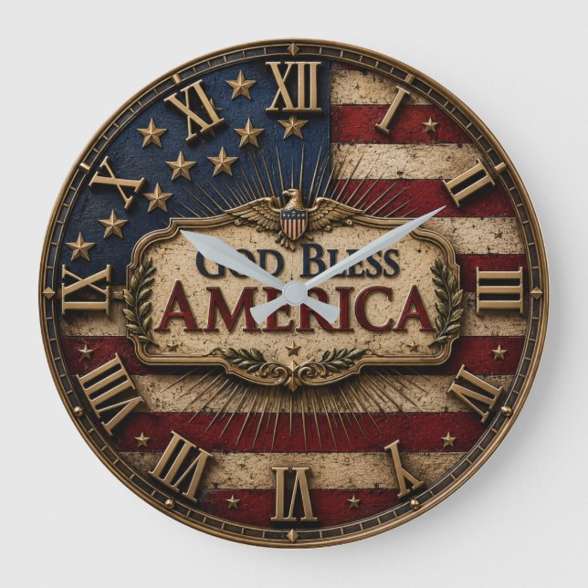 Reloj Redondo Grande God Bless America (Anverso)