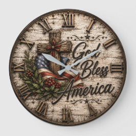 Reloj Redondo Grande God Bless America Christian