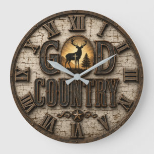 Reloj Redondo Grande God Country Rustic Christian Deer Farmhouse