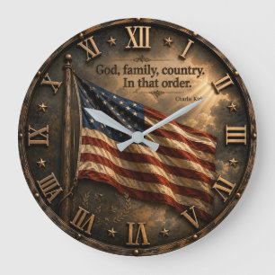 Reloj Redondo Grande God Family Country Charlie Kirk Quote