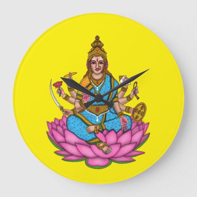 Reloj Redondo Grande Goddess Lakshmi Wall Clock (Anverso)