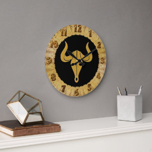 Reloj Redondo Grande Gold bull with long horns 1