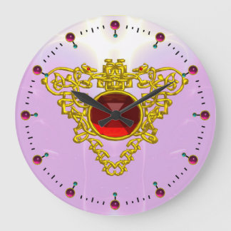Reloj Redondo Grande GOLD CELTIC HEART WITH RED RUBY,Black