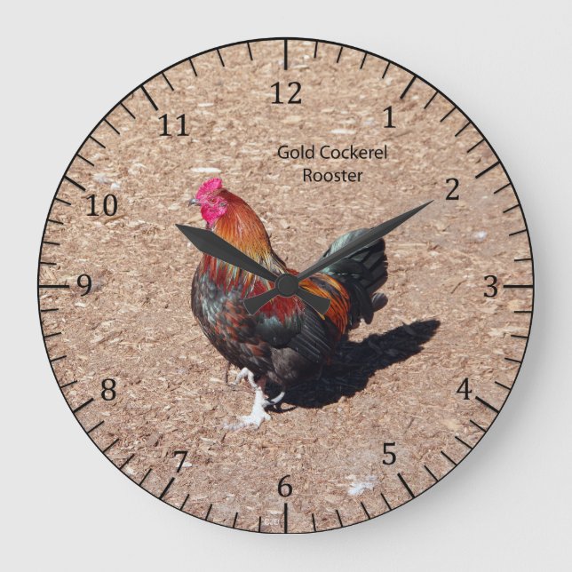 Reloj Redondo Grande Gold Cockerel Rooster clock (Anverso)