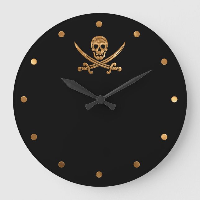 Reloj Redondo Grande Gold Jolly Roger (Anverso)