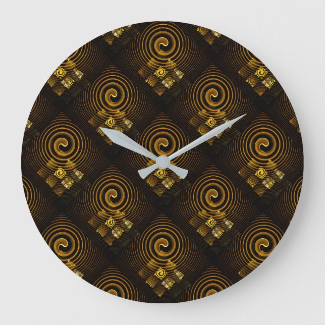 Reloj Redondo Grande Gold Modern Boho Elegant Abstract Art Pattern #502 (Anverso)