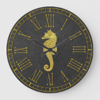Gold Seahorse Foil Look Charcoal